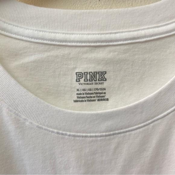 PINK Victoria’s Secret white short sleeve cropped tee size XL - Picture 2 of 8